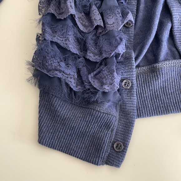 Poof Girl Excellence Button-up Sweater Navy Blue Girls 10/12 - Picture 4 of 4